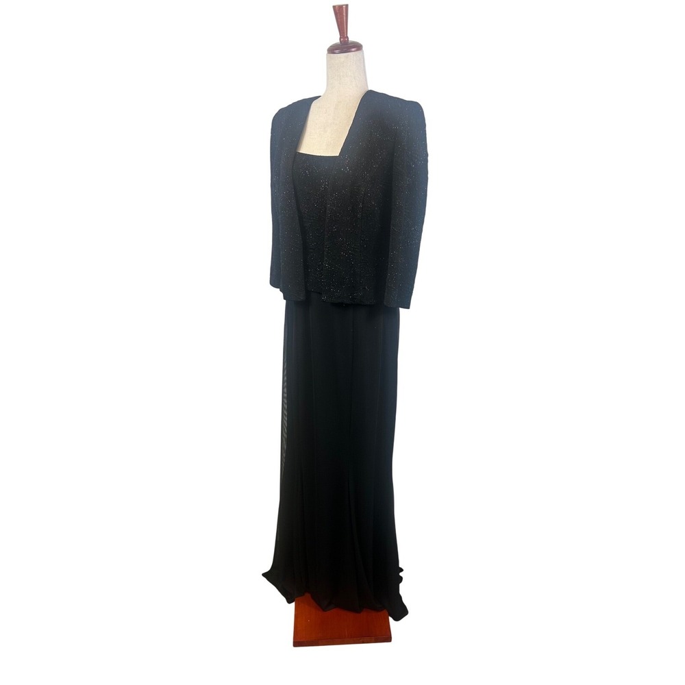 Alex Evenings Dress Jacket Set Women's Size 8 Black Sparkle‎ Evening Formal Gown
